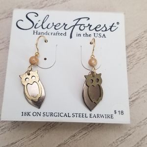 Silver forest owl Earrings